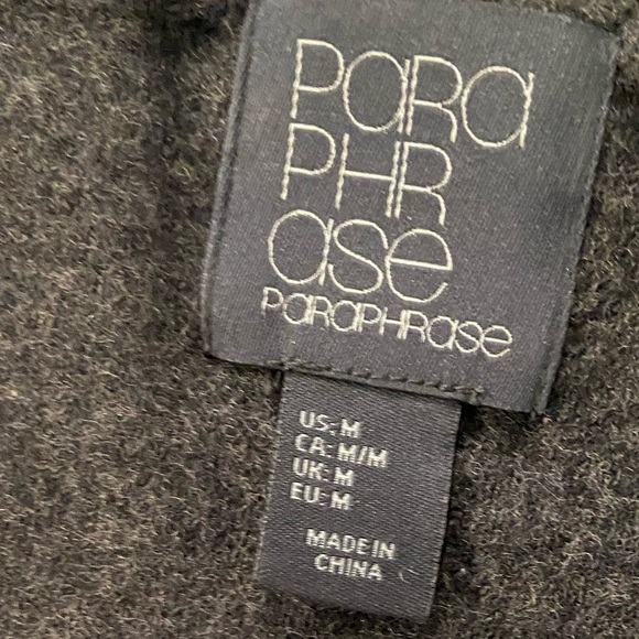 Paraphrase Size M Gray 100% Wool Asymmetrical Full Zip Bomber Sweater Jacket - Picture 13 of 14